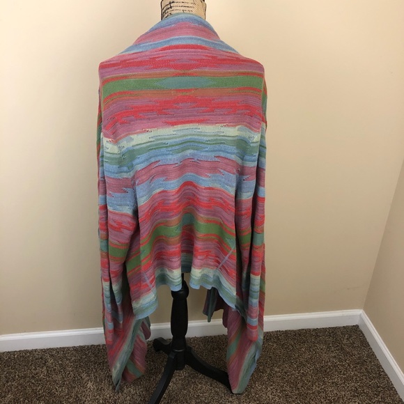 Sundance Catalog Striped Draped Front Open Cardigan Sweater Size Medium - Picture 4 of 8